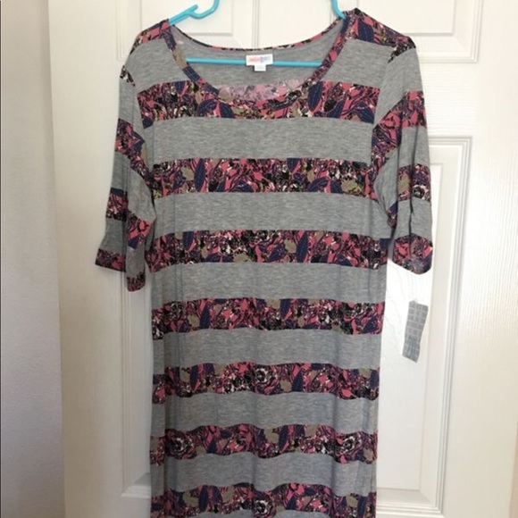 Lularoe Julia new with tags grey pink - Picture 1 of 4